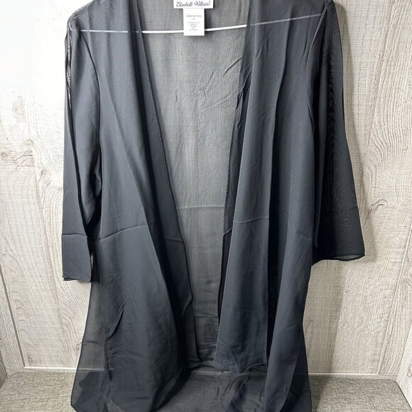 Elizabeth Williams Black 3 piece Outfit Pants, Top & Sheer Jacket Size Medium - Picture 2 of 10